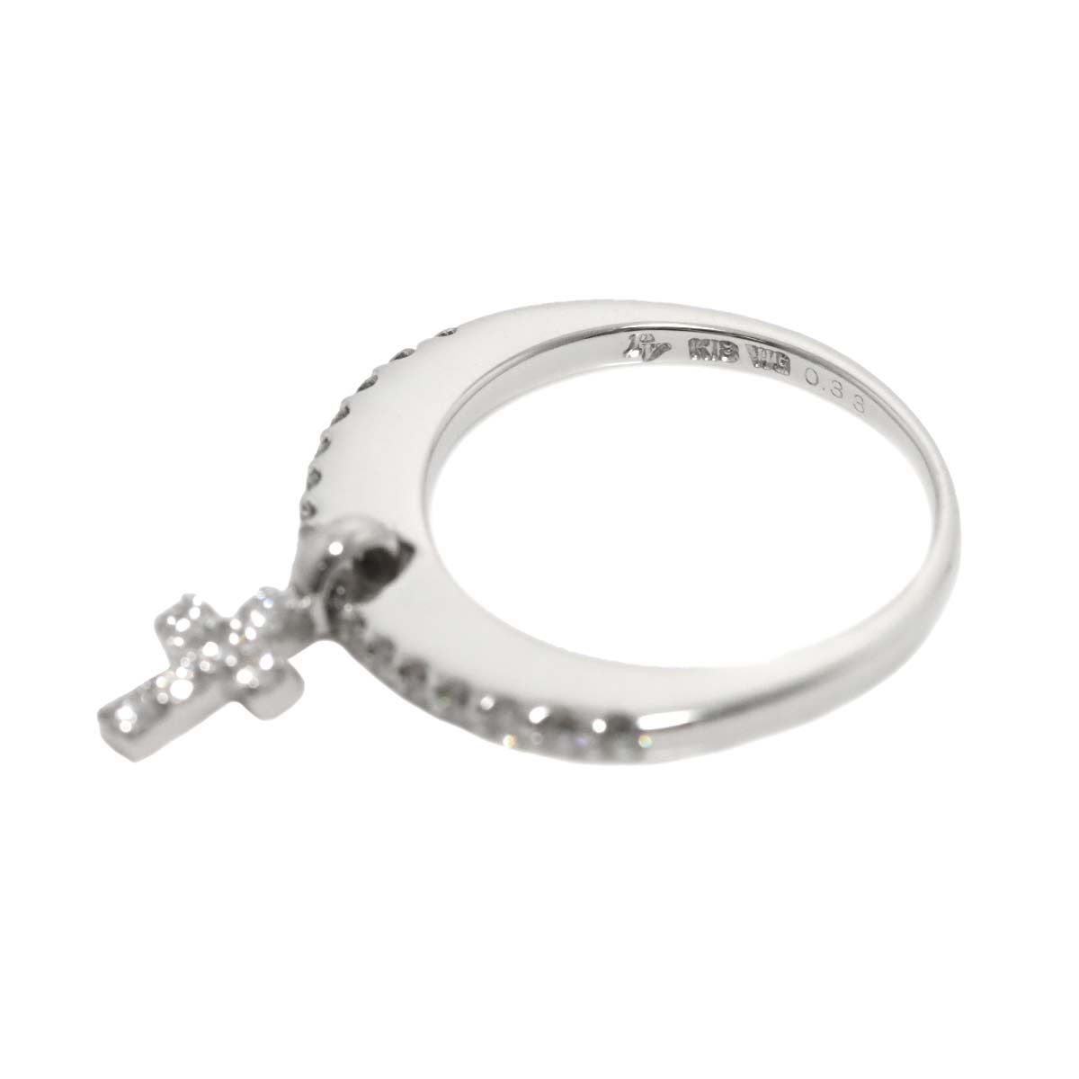 Ponte Vecchio Cross Motif Diamond 0.33ct Ring 18K WG 750 Size4.75-5(US)