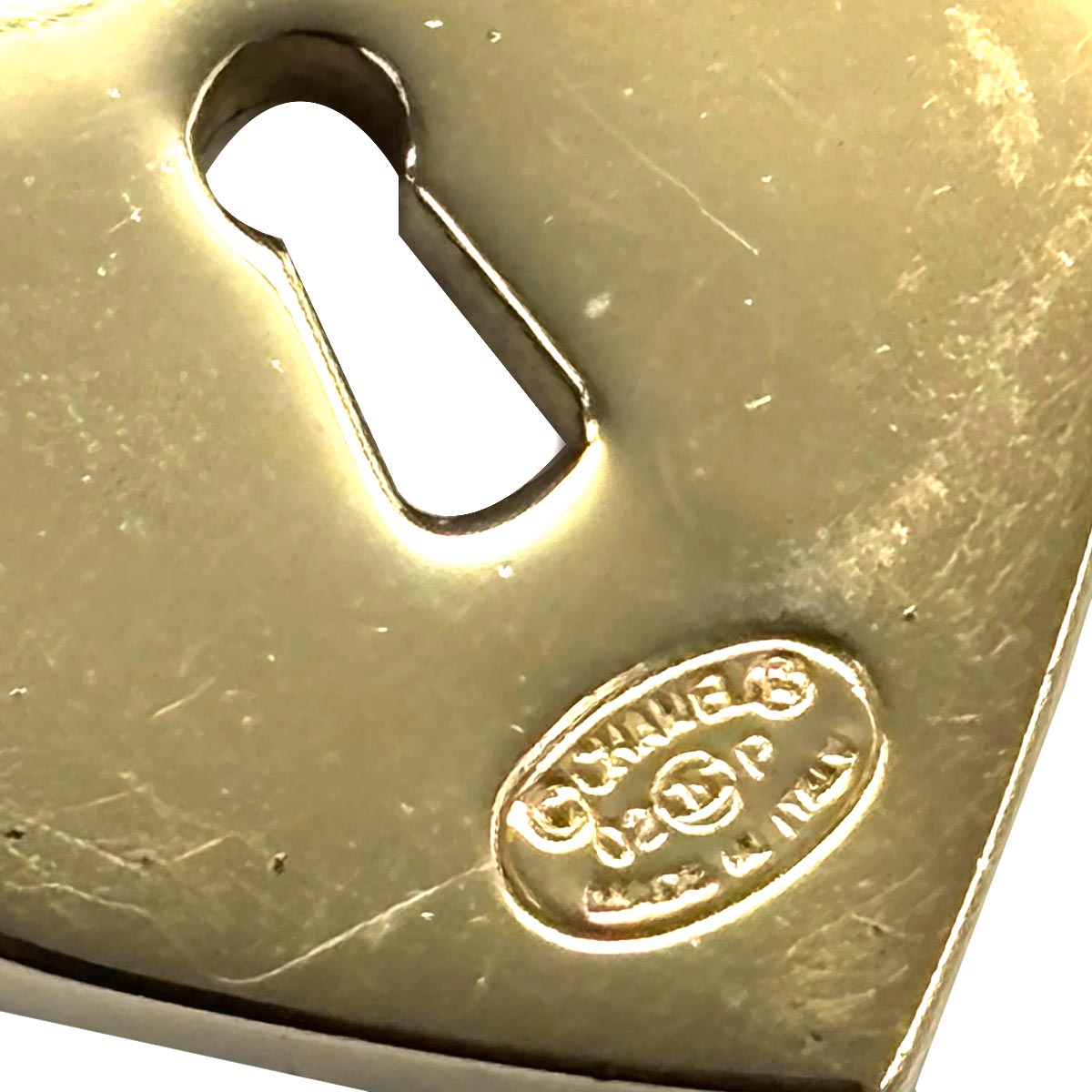 Heart Lock Key Brooch Rhinestone Gold Pink CC Logos