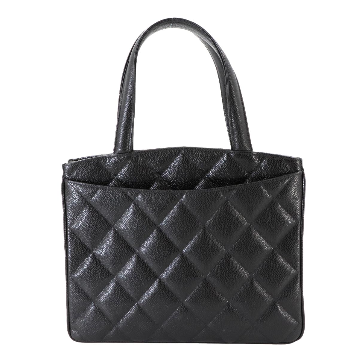 Matelasse Hand Bag Leather Black Vintage Purse