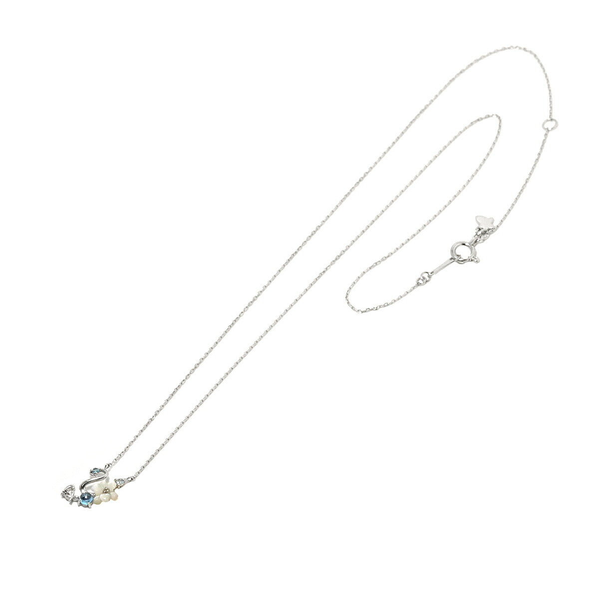 Mother of Pearl MOP Topaz Diamond Necklace 18K WG 750