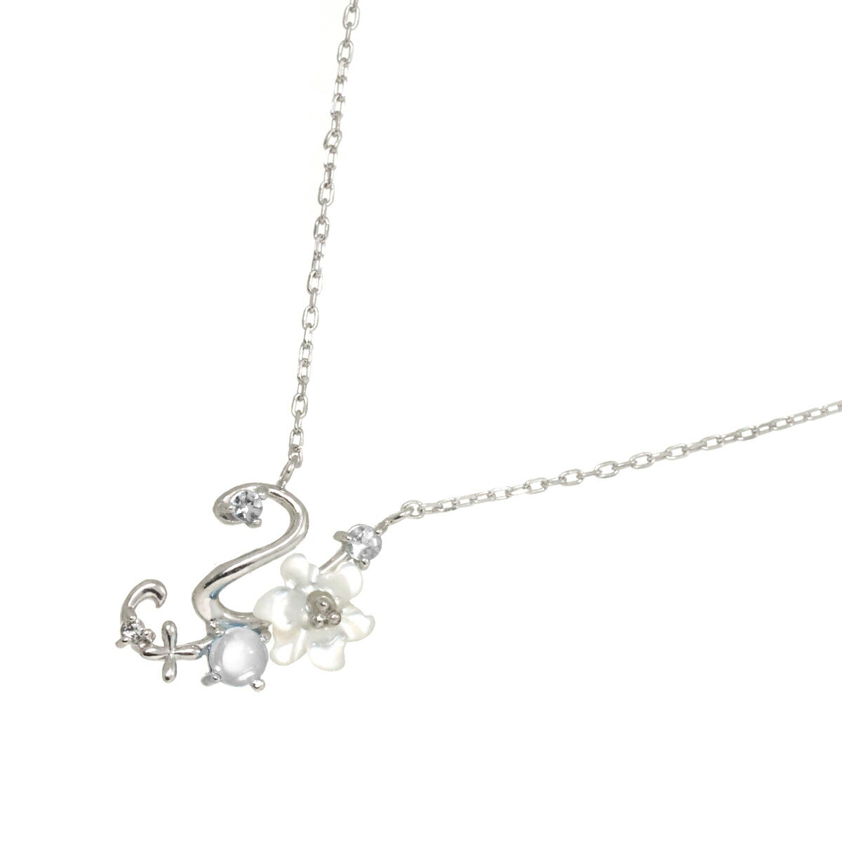 Mother of Pearl MOP Topaz Diamond Necklace 18K WG 750