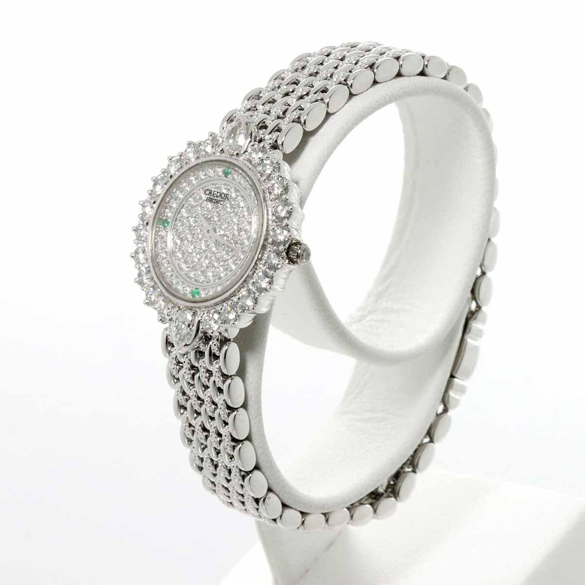 CREDOR 1E70 2010 Quartz Diamond bezel K18WG Ladies Watch