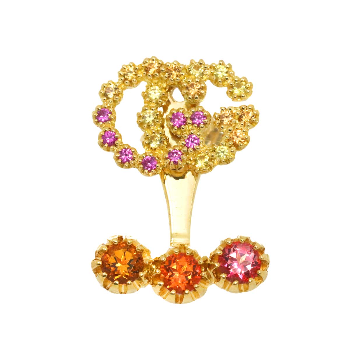 GG Logo Sapphire Earring Pierced 18K YG One Piece only