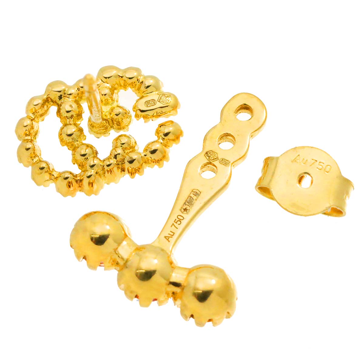 GG Logo Sapphire Earring Pierced 18K YG One Piece only