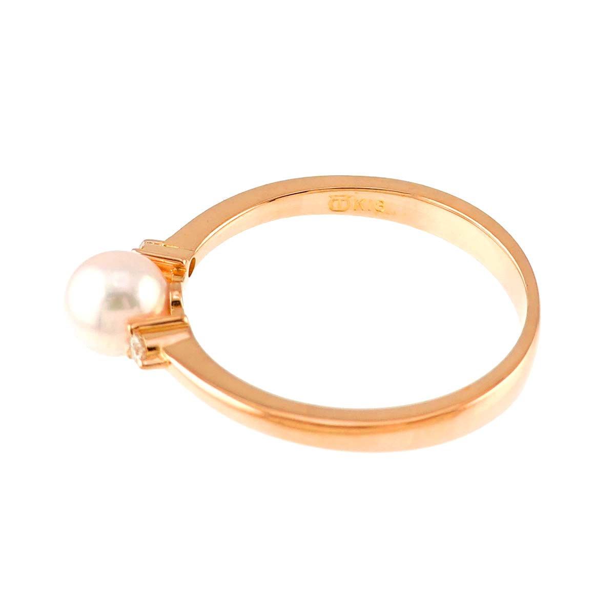TASAKI Akoya Pearl Diamond Ring 18K PG 750 Size4.75-5(US)