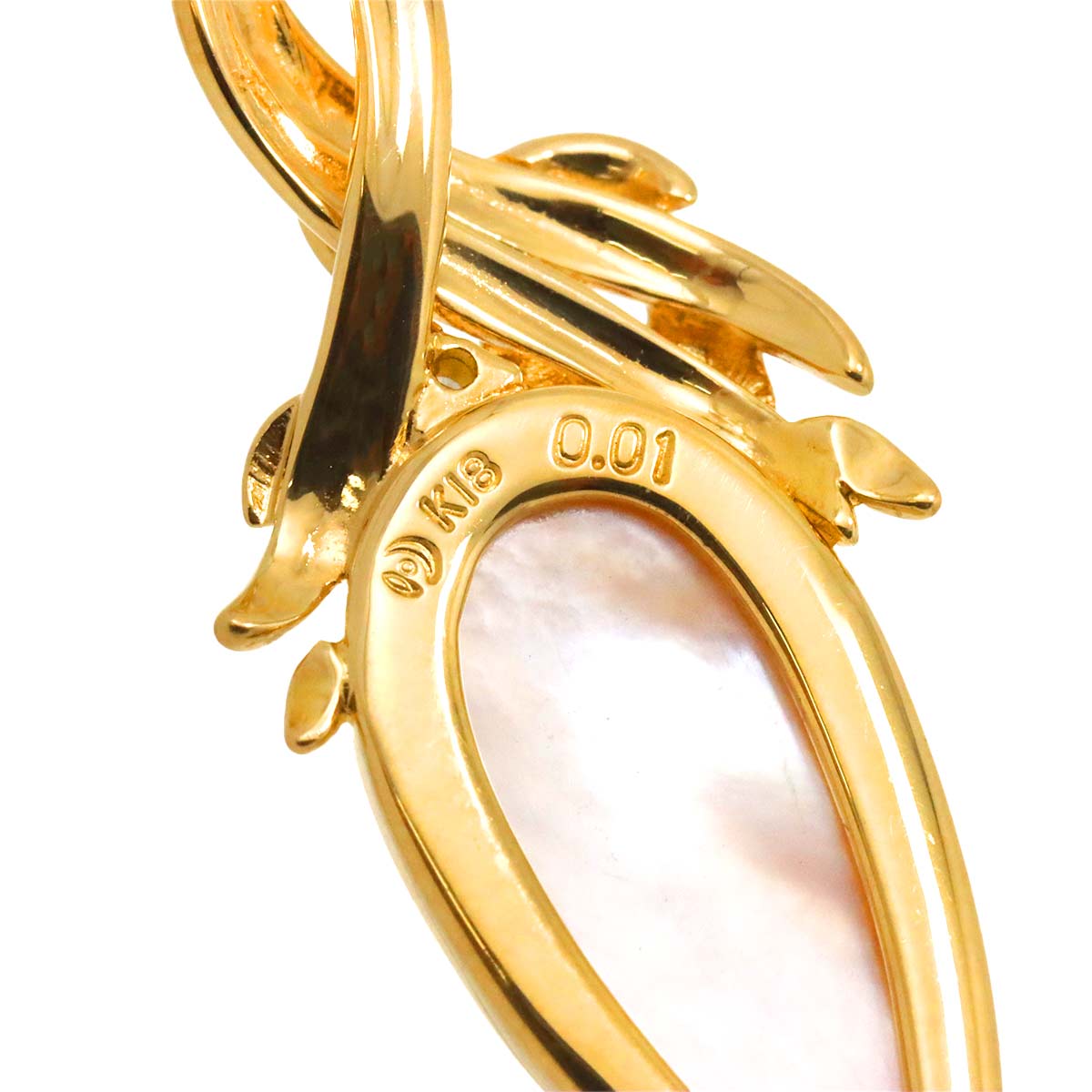 Mabe Pearl Diamond 0.01ct Necklace 18K Yellow Gold 750