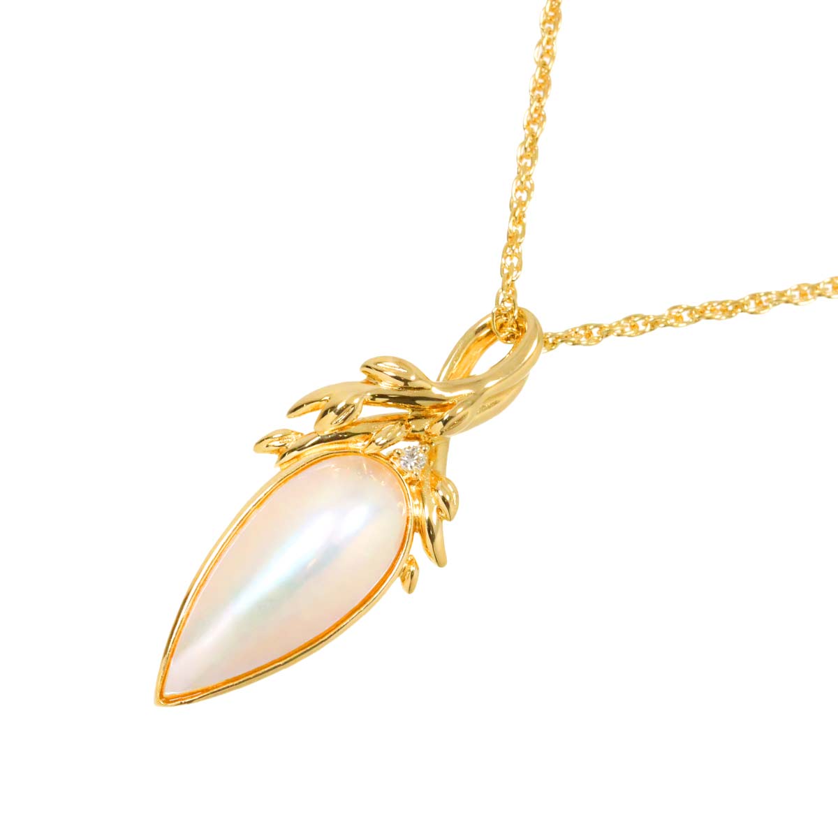 Mabe Pearl Diamond 0.01ct Necklace 18K Yellow Gold 750