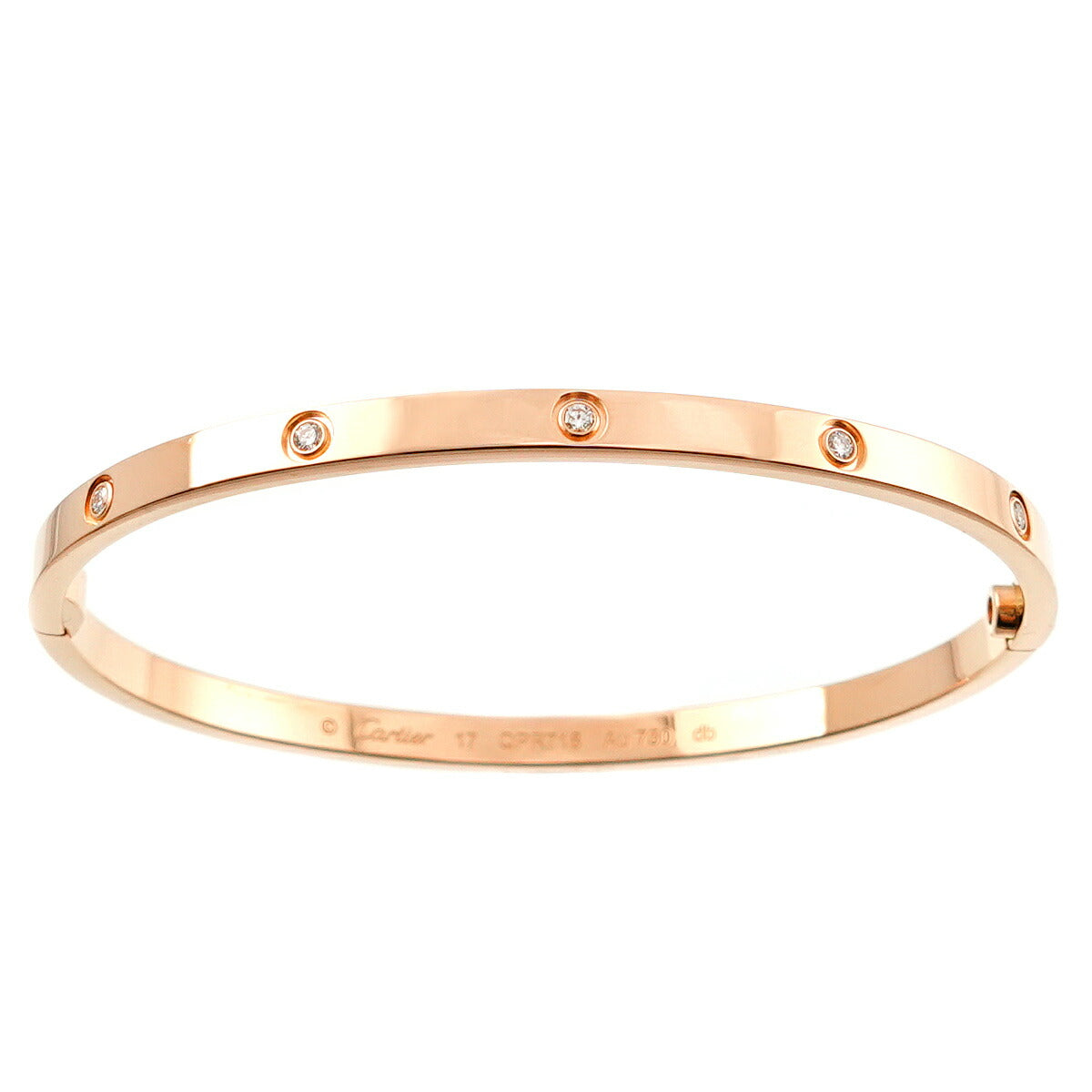 Love Bracelet SM Full Diamond 10P Bangle 18K PG 750 Size17