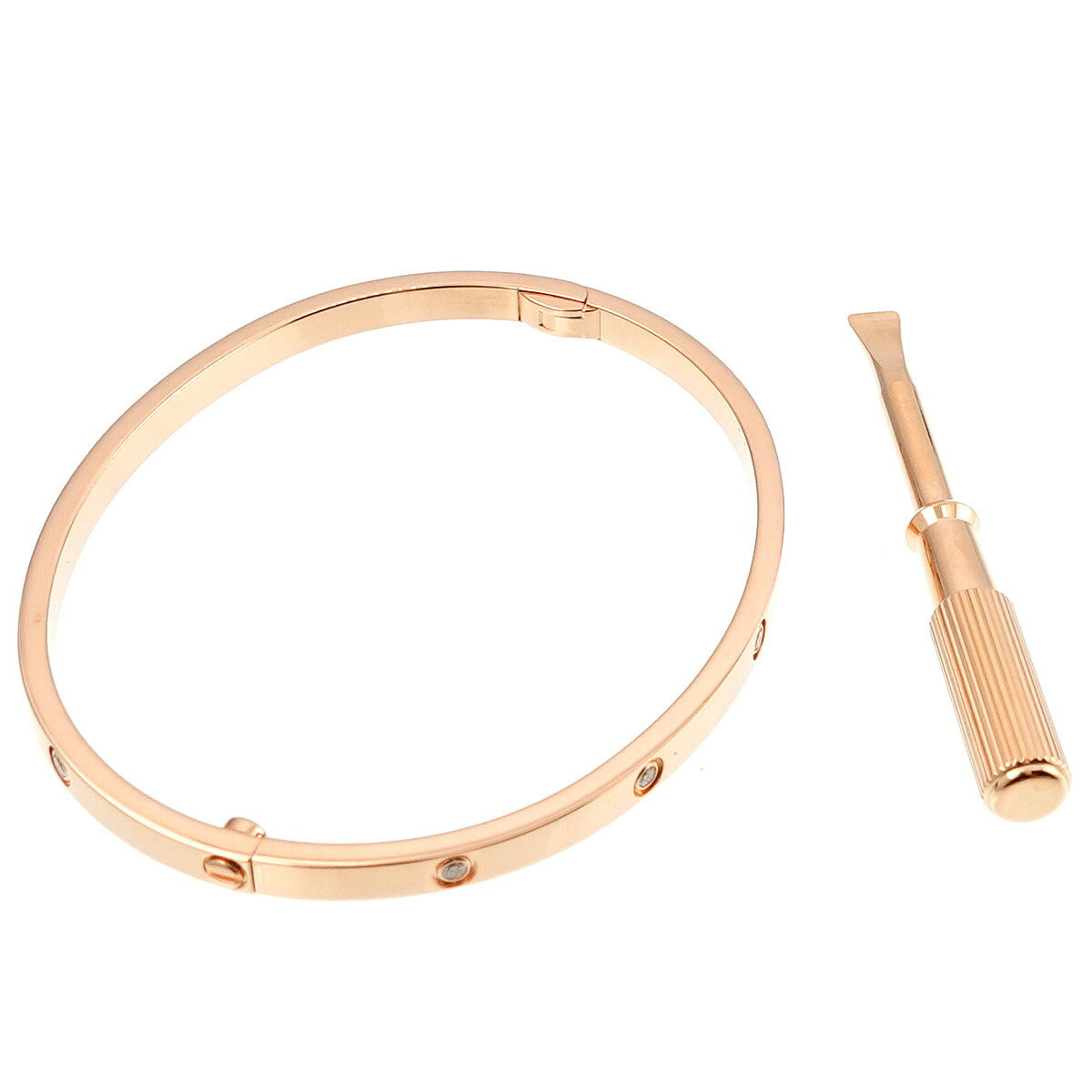 Love Bracelet SM Full Diamond 10P Bangle 18K PG 750 Size17