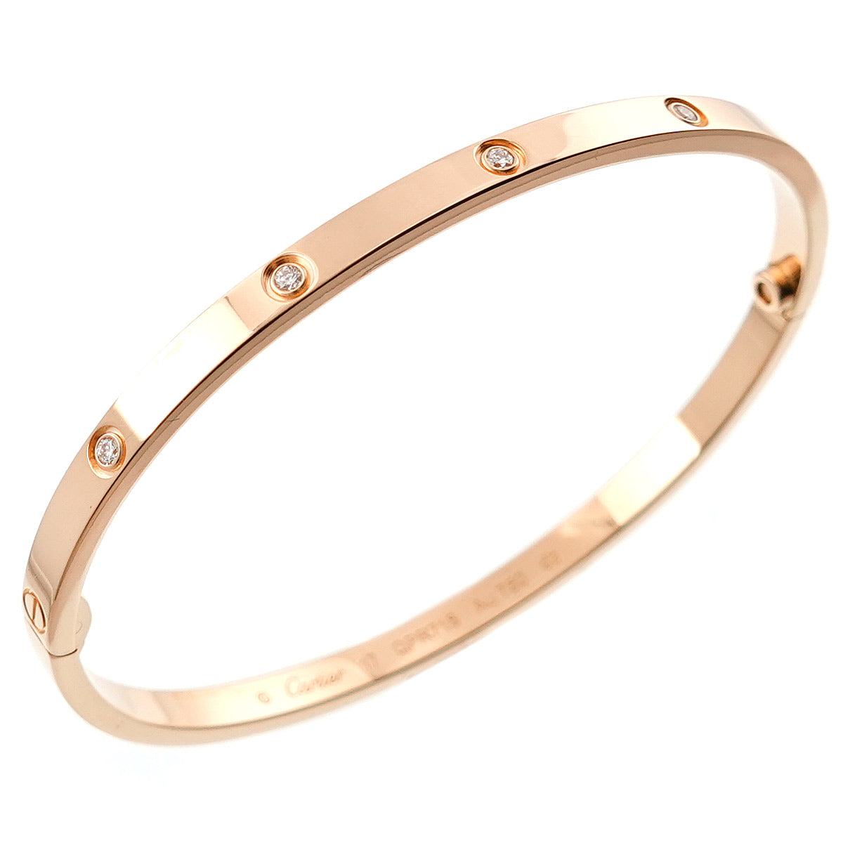 Love Bracelet SM Full Diamond 10P Bangle 18K PG 750 Size17