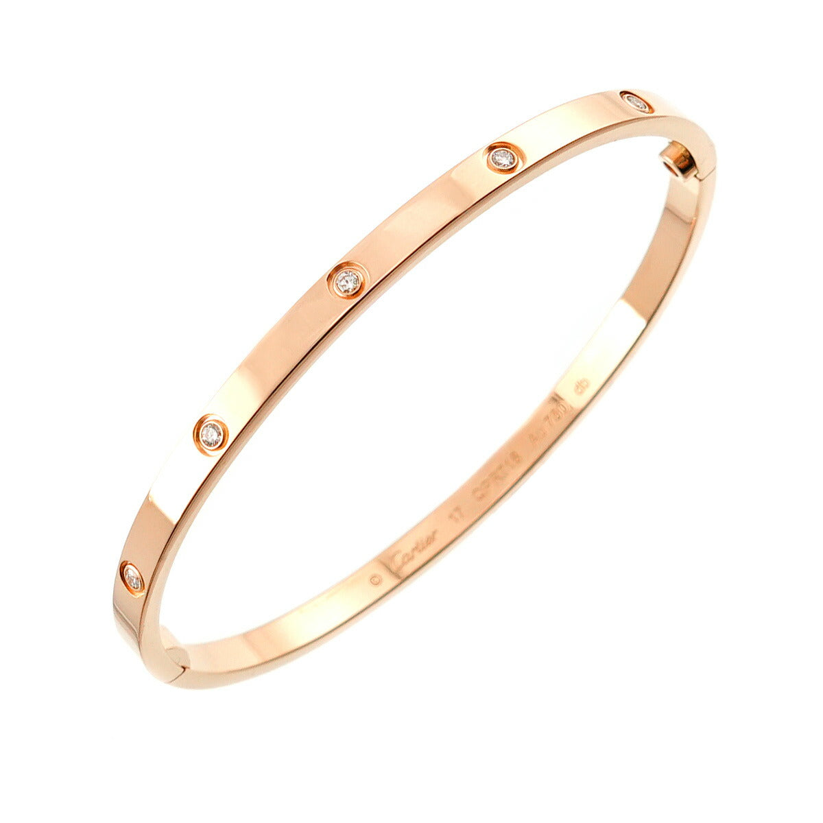 Love Bracelet SM Full Diamond 10P Bangle 18K PG 750 Size17