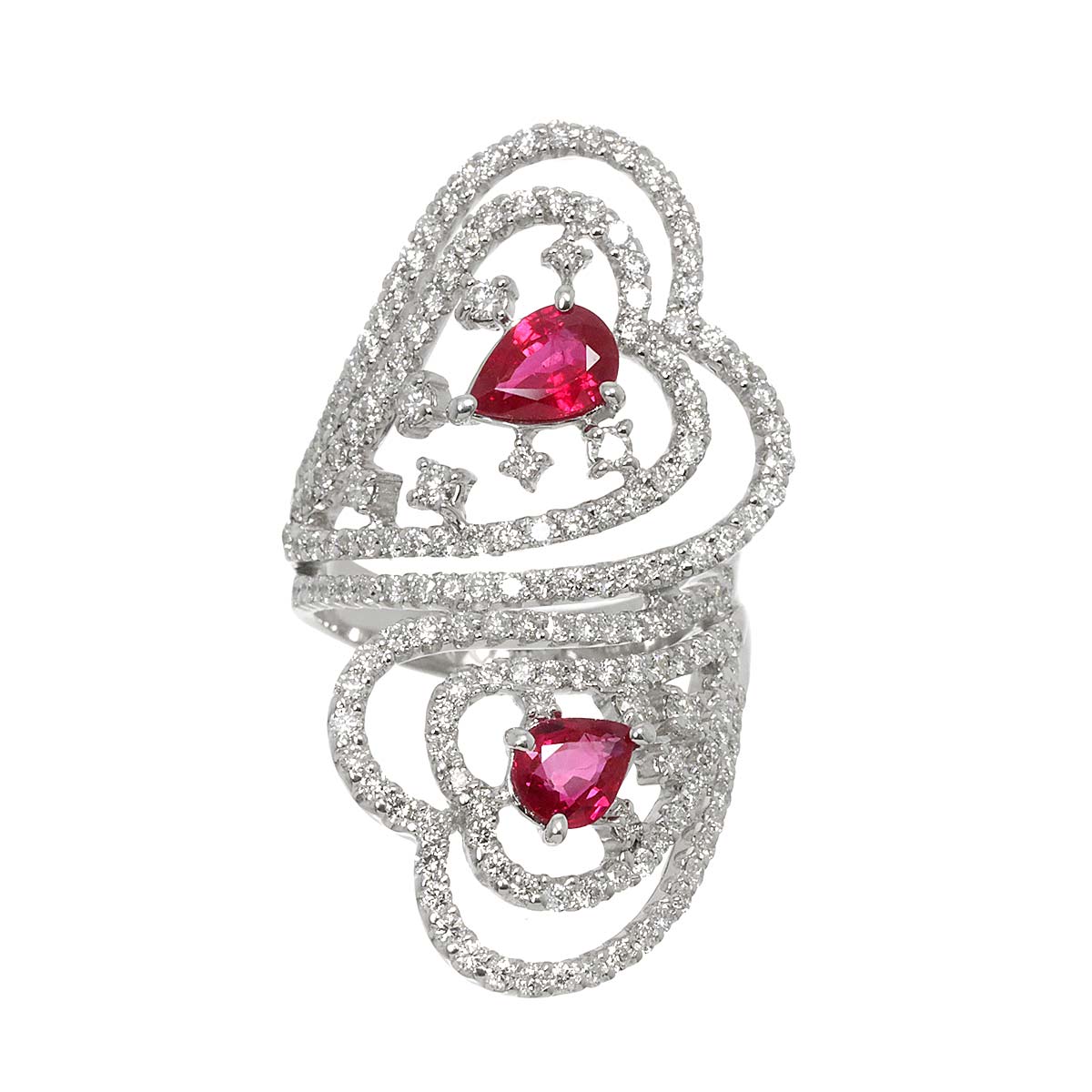 Ruby 1.38ct Diamond 1.90ct Ring 18K WG size6.75-7.25(US)