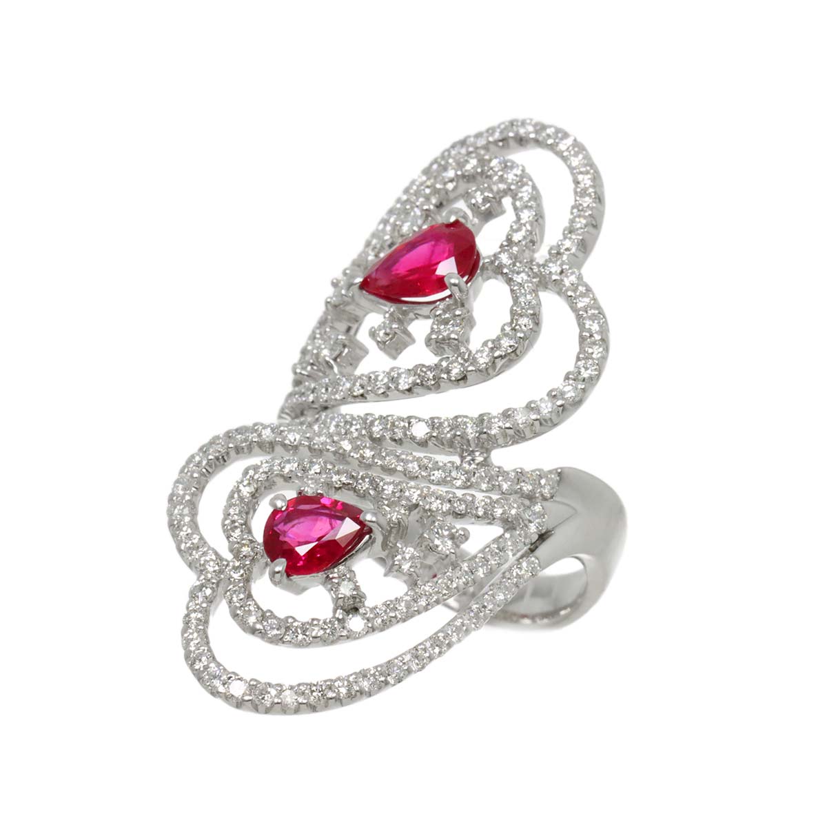 Ruby 1.38ct Diamond 1.90ct Ring 18K WG size6.75-7.25(US)