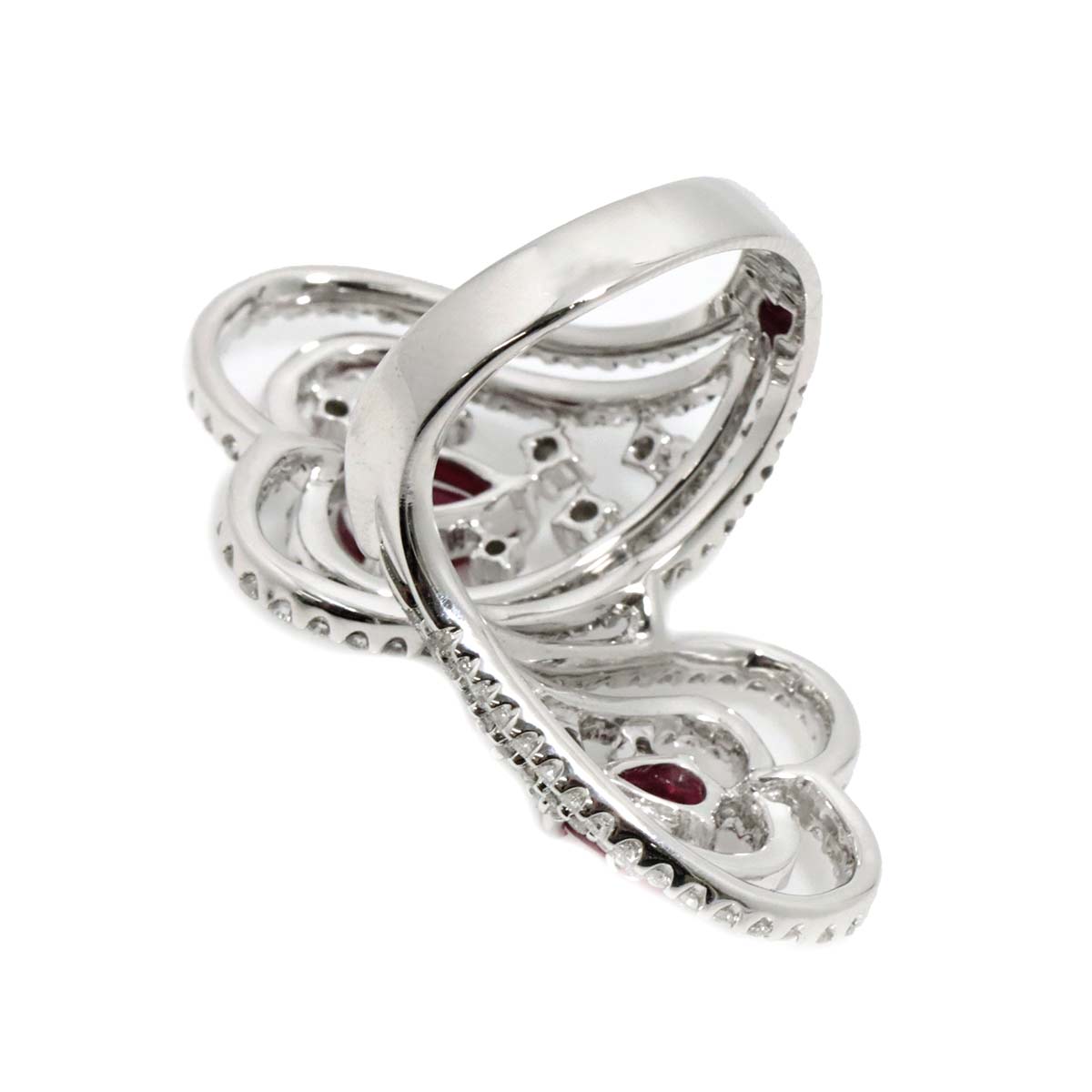 Ruby 1.38ct Diamond 1.90ct Ring 18K WG size6.75-7.25(US)