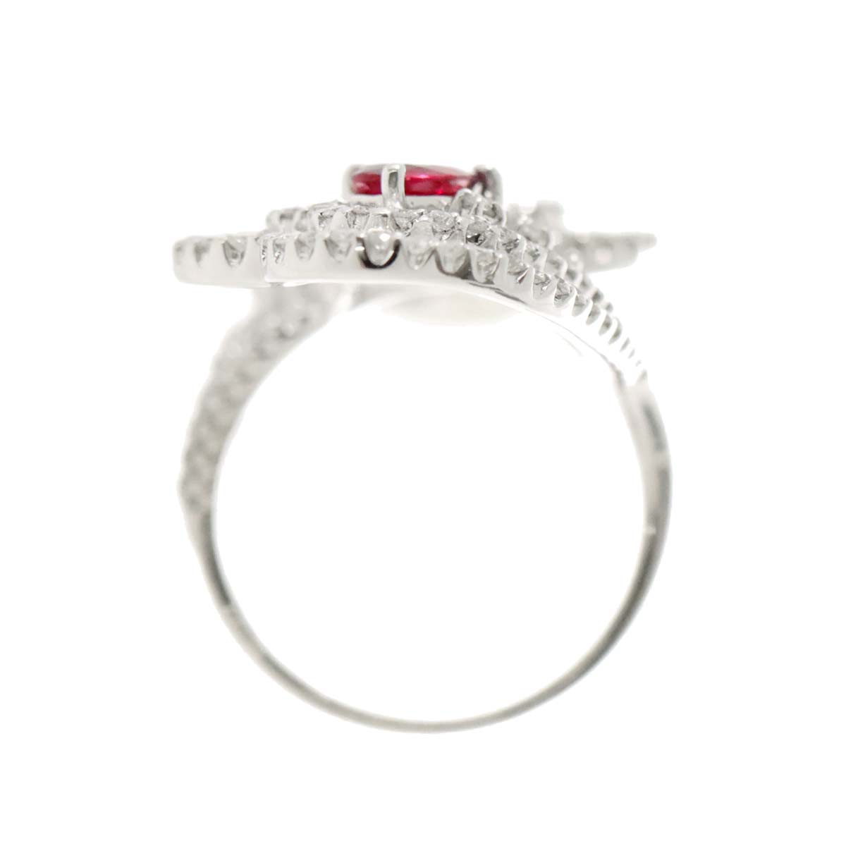 Ruby 1.38ct Diamond 1.90ct Ring 18K WG size6.75-7.25(US)