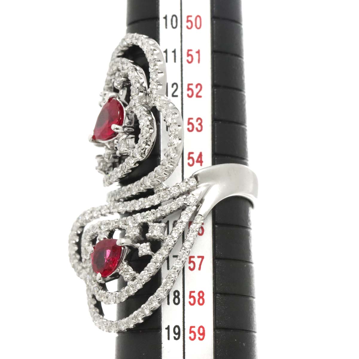 Ruby 1.38ct Diamond 1.90ct Ring 18K WG size6.75-7.25(US)