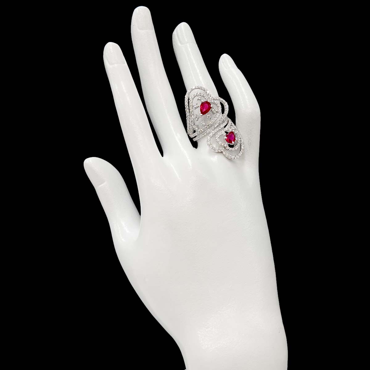 Ruby 1.38ct Diamond 1.90ct Ring 18K WG size6.75-7.25(US)
