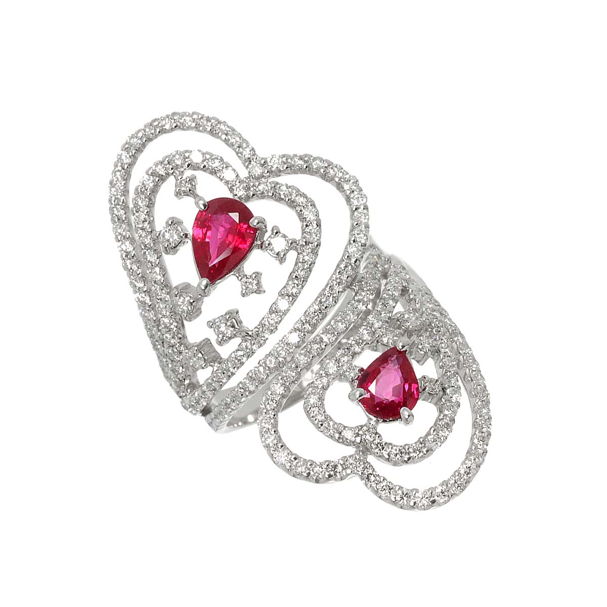 Ruby 1.38ct Diamond 1.90ct Ring 18K WG size6.75-7.25(US)