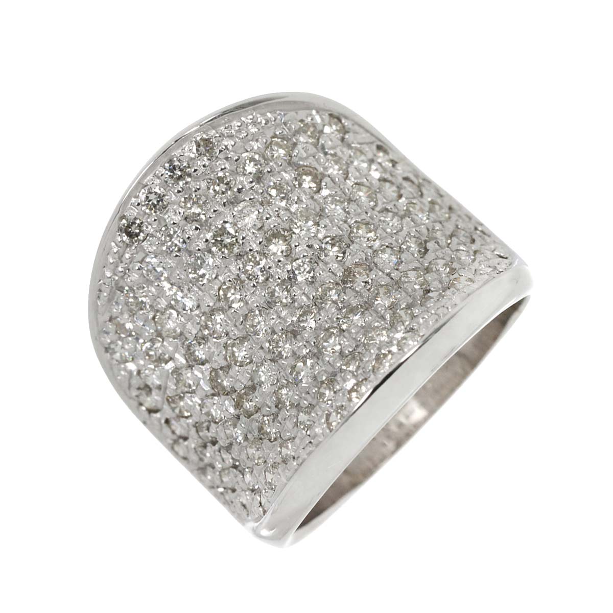 Diamond 2.00ct Ring 18K K18 WG White Gold size6.75-7.25(US)