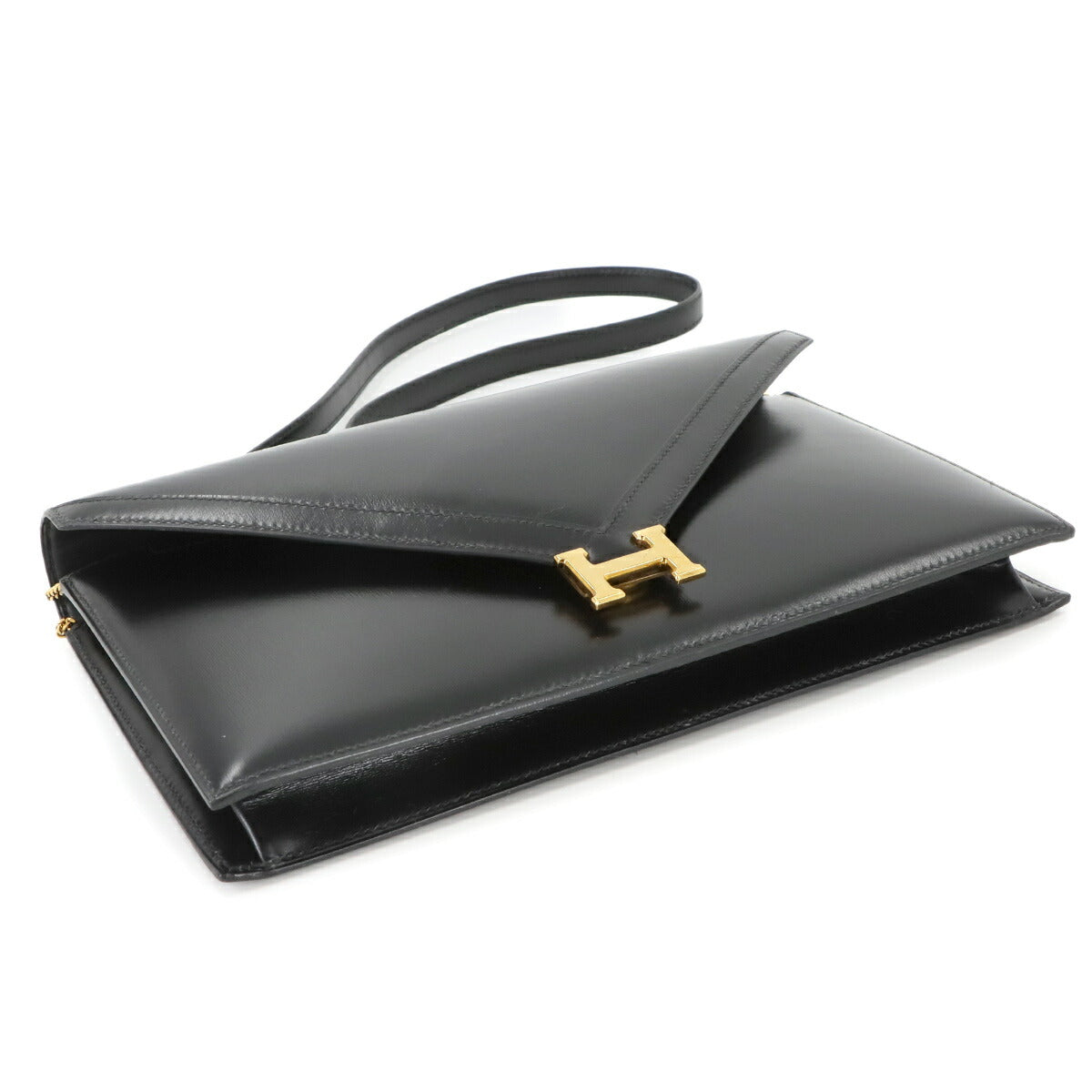 Lydie 2way Shoulder Clutch Bag Box Calf Leather Black Purse 90275003