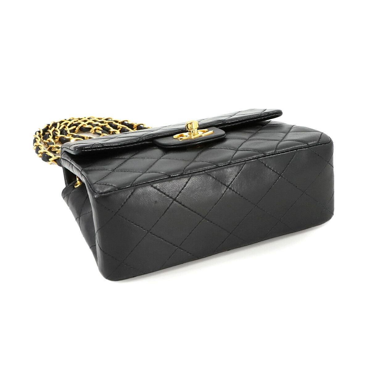 Mini Matelasse Chain Shoulder Bag Leather Black A01115 Purse