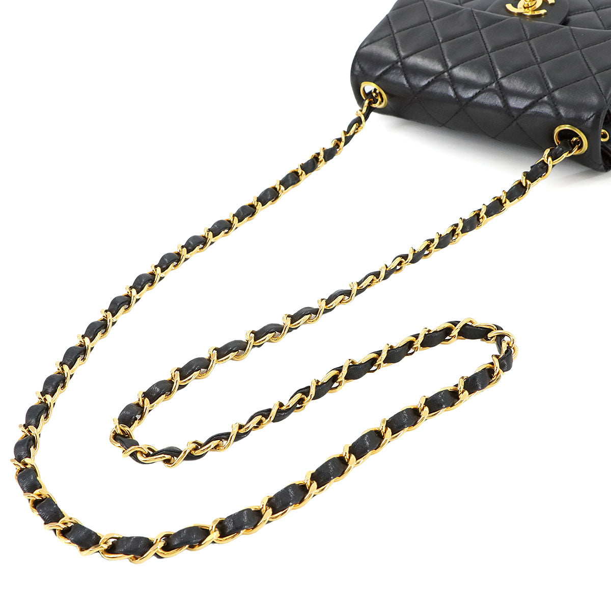 Mini Matelasse Chain Shoulder Bag Leather Black A01115 Purse