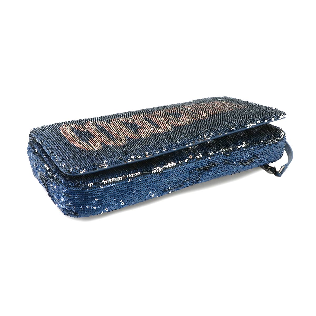 Coco Cuba Chain Shoulder Bag Spangle Leather Blue Purse