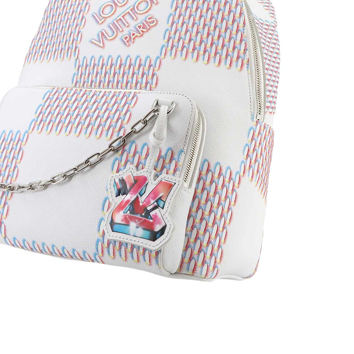 Damier Spray Racer Backpack Leather White M20664 RFID