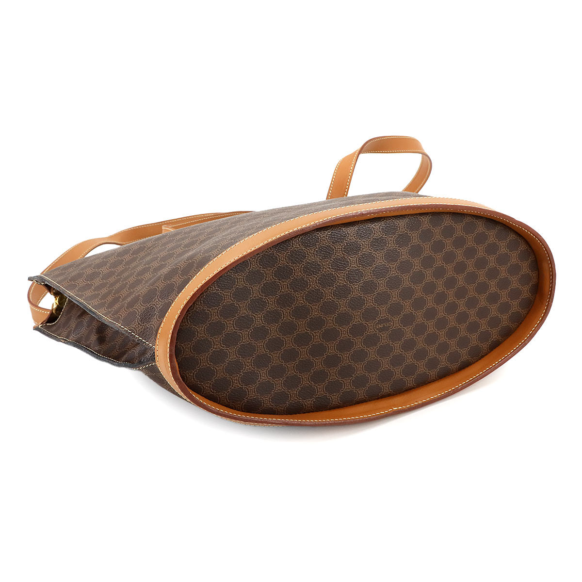 CELINE Macadam Tote Bag PVC Leather Brown Vintage Purse