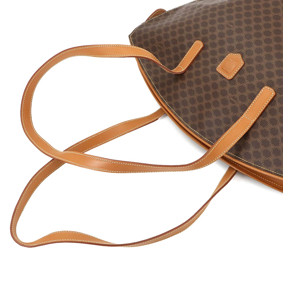 CELINE Macadam Tote Bag PVC Leather Brown Vintage Purse