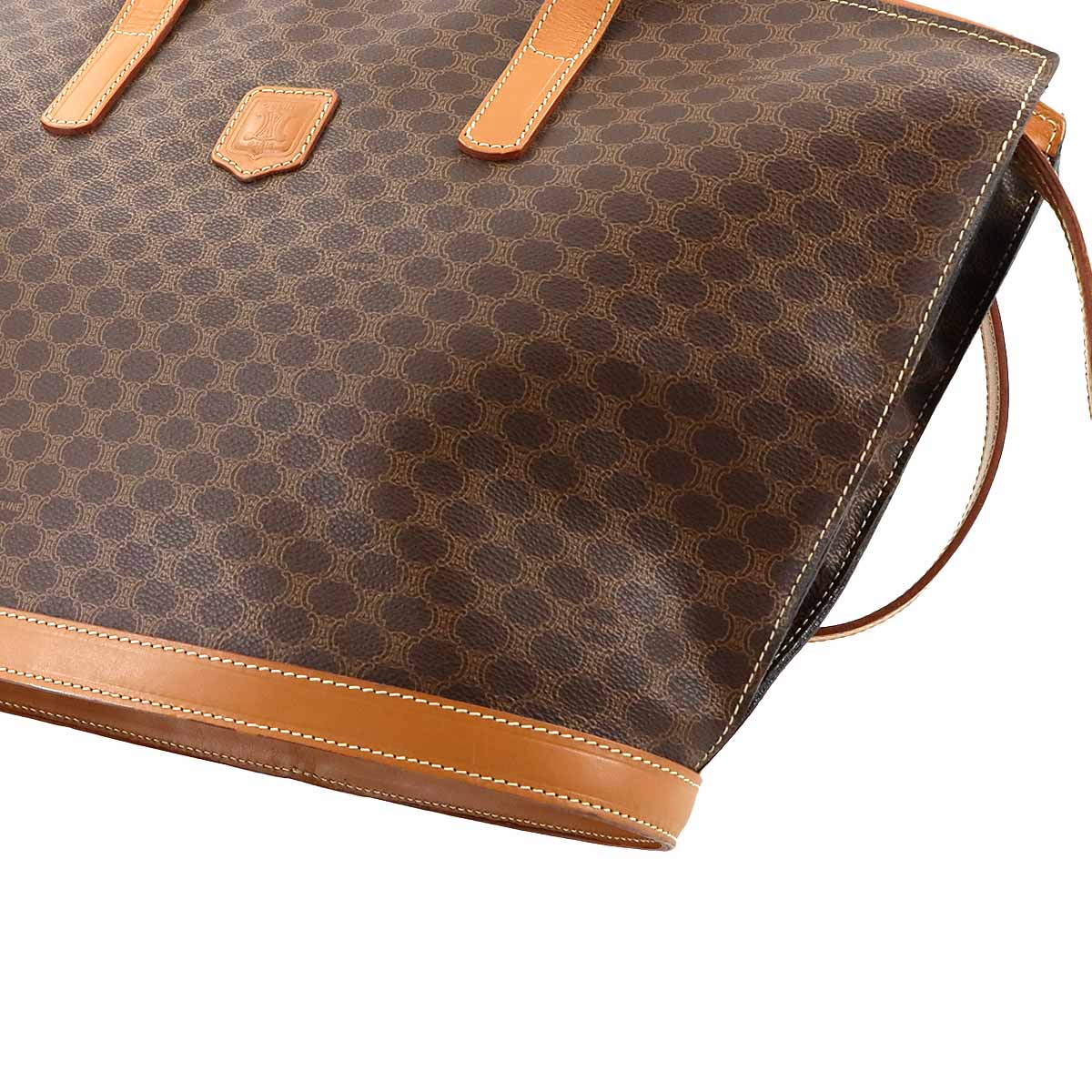 CELINE Macadam Tote Bag PVC Leather Brown Vintage Purse