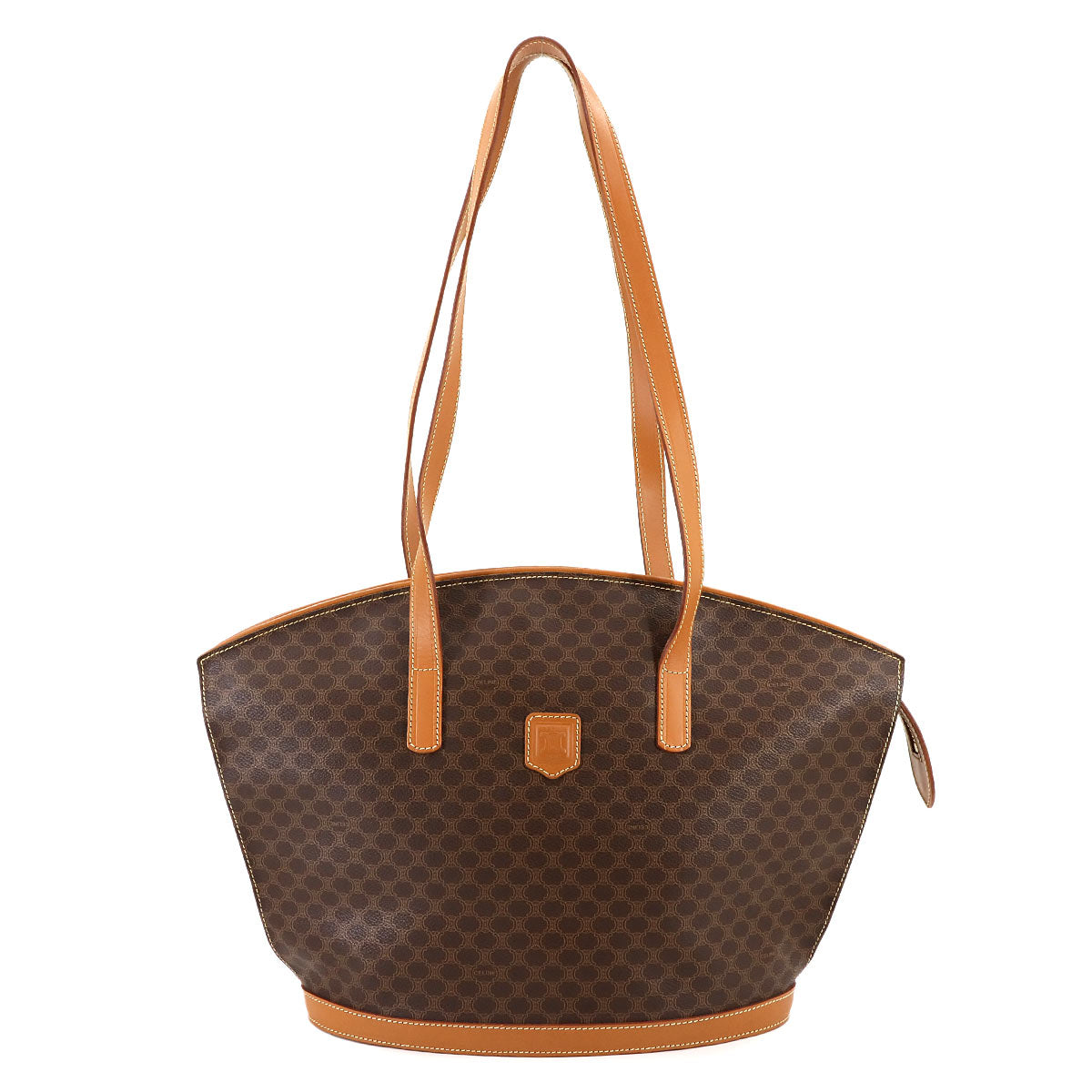 CELINE Macadam Tote Bag PVC Leather Brown Vintage Purse