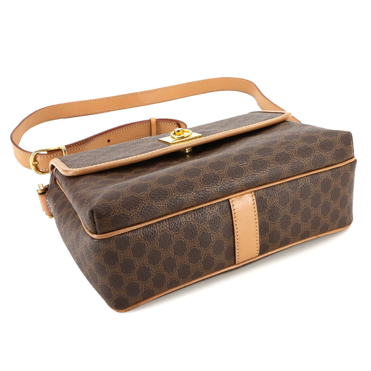 Macadam Shoulder Bag Leather PVC Brown Vintage Purse