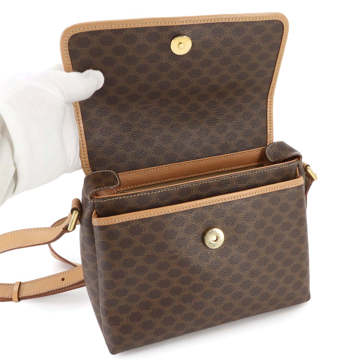 Macadam Shoulder Bag Leather PVC Brown Vintage Purse