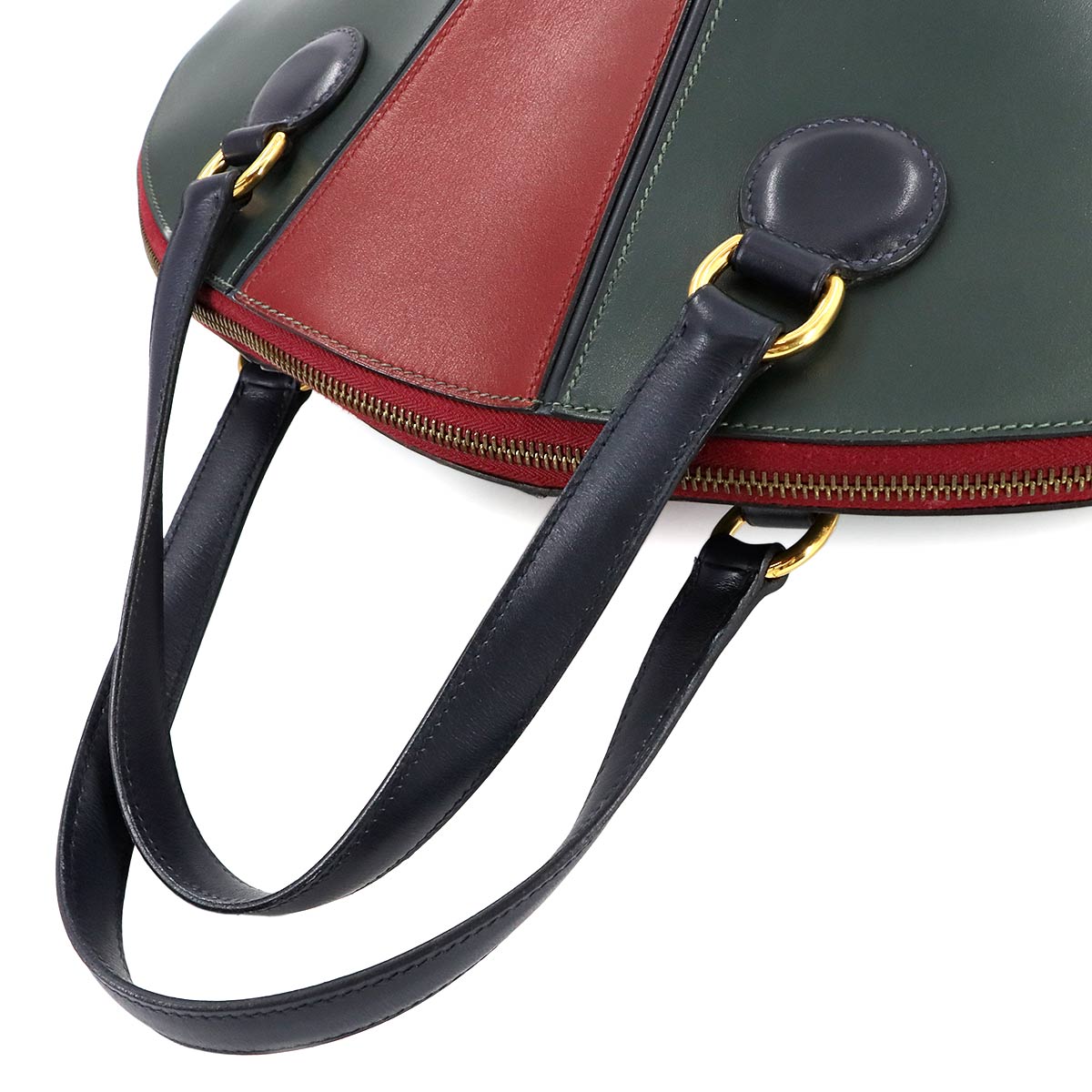 Il de Veau Hand Bag Box Carf Green Bordeaux Navy Purse 90275291