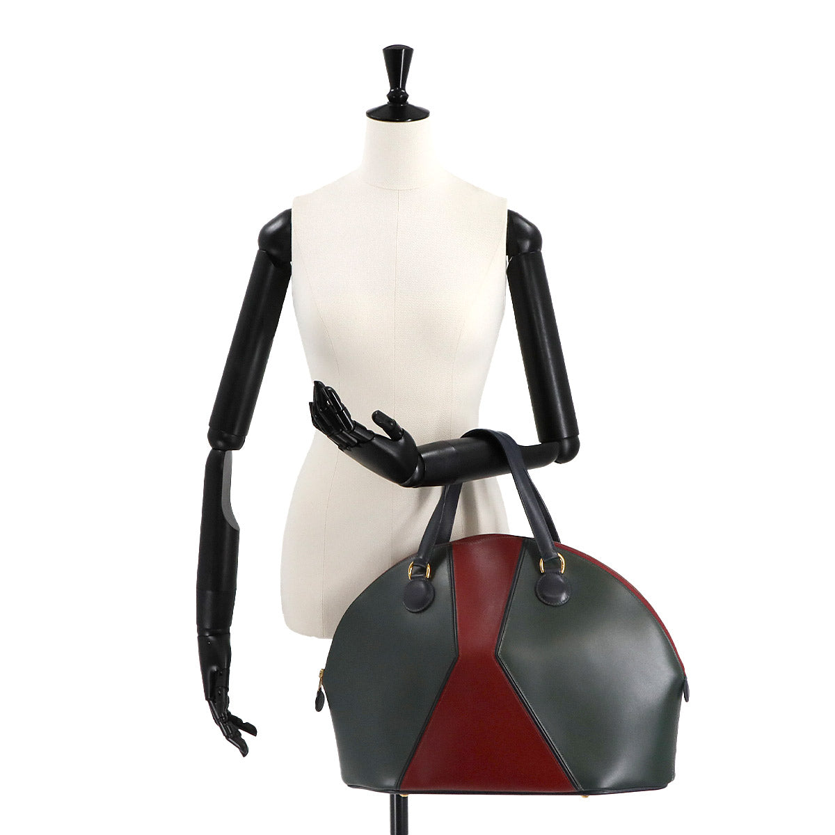 Il de Veau Hand Bag Box Carf Green Bordeaux Navy Purse 90275291