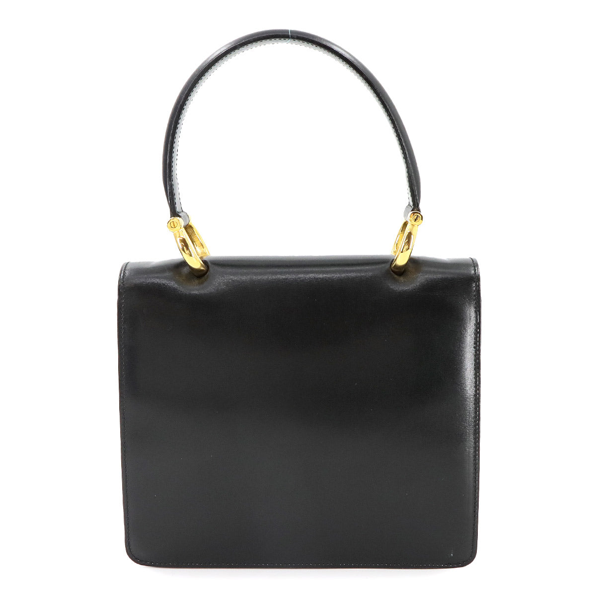 Gancini Hand Bag Leather Black Vintage Purse