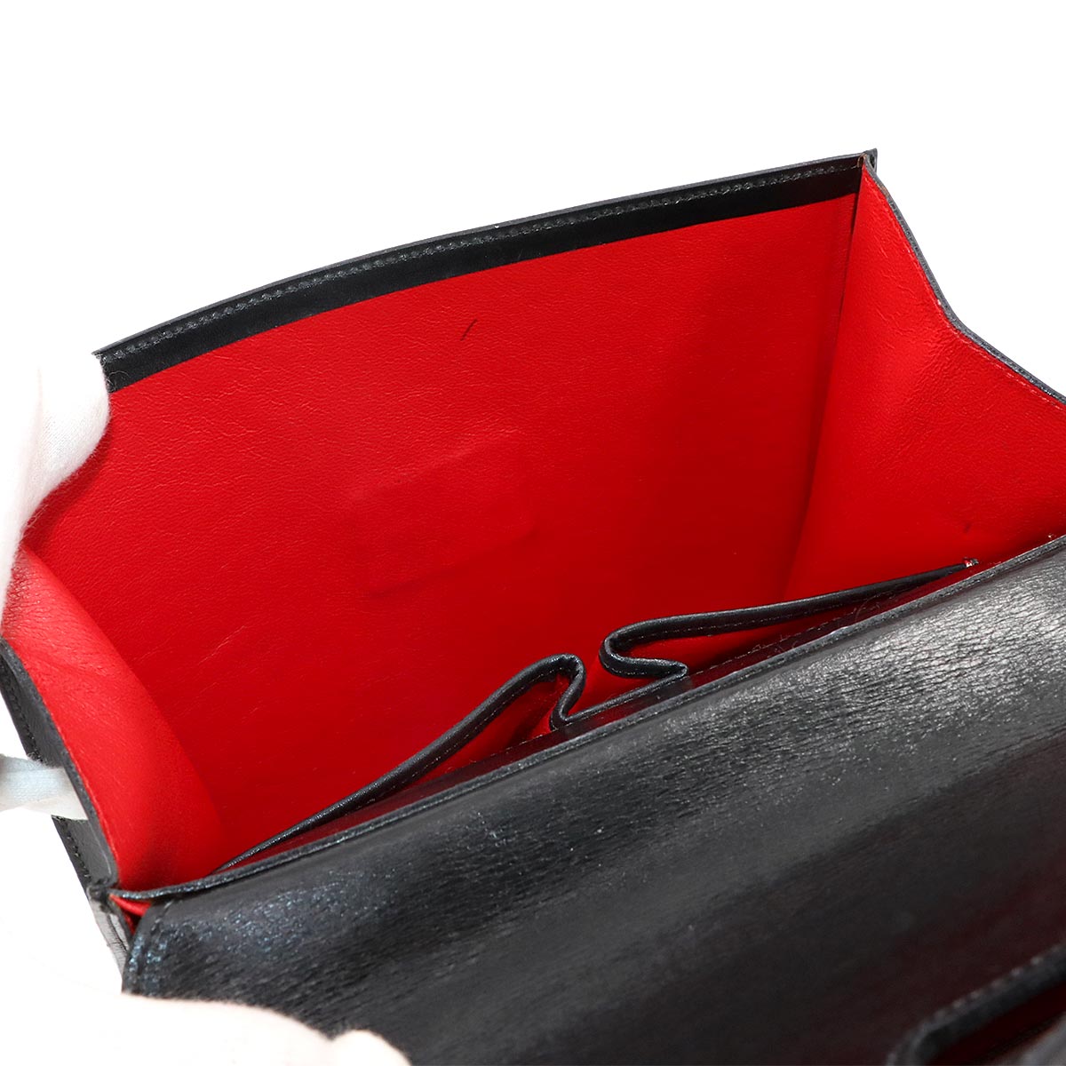 Gancini Hand Bag Leather Black Vintage Purse