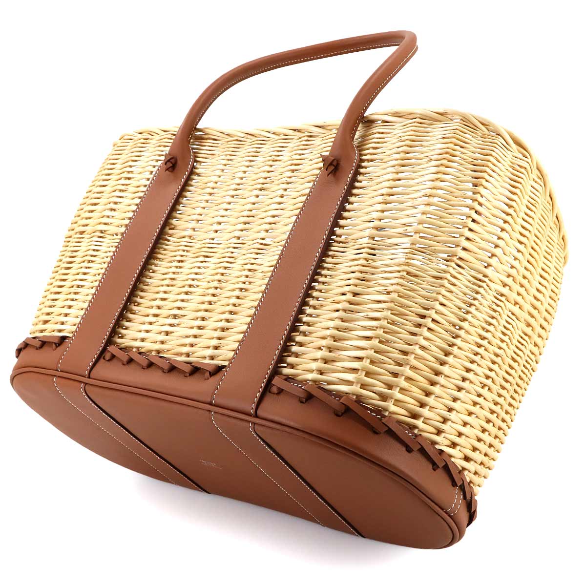 Gaden Picnic Tote Bag Osier Veau Swift Natural Gold Basket