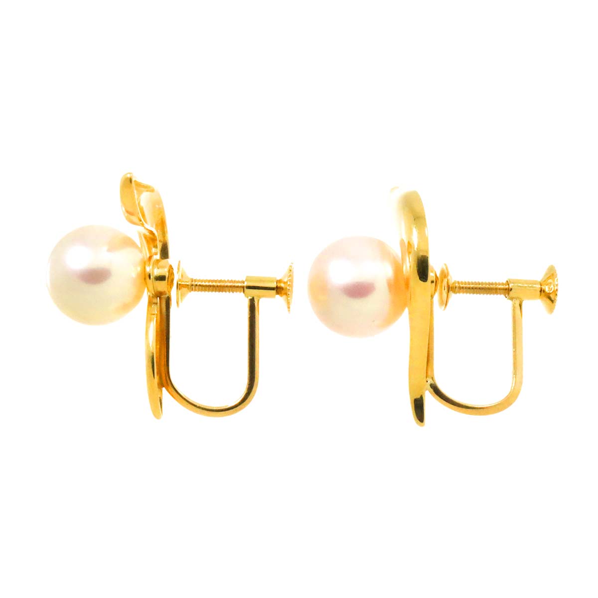 Akoya Pearl 7.4-7.2mm Earrings Clip on 18K YG 750