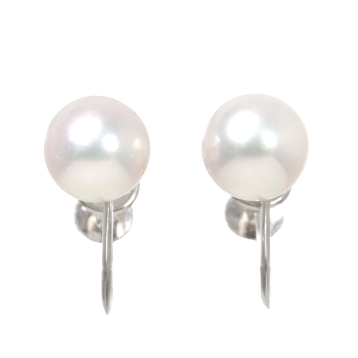 Akoya Pearl 7.5mm Earrings 14K K14 WG White Gold 585