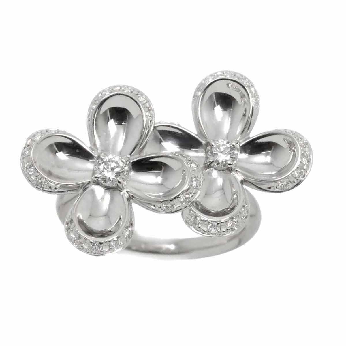 Diamond 0.22ct/0.24ct Ring 18K K18 WG White Gold size6(US)