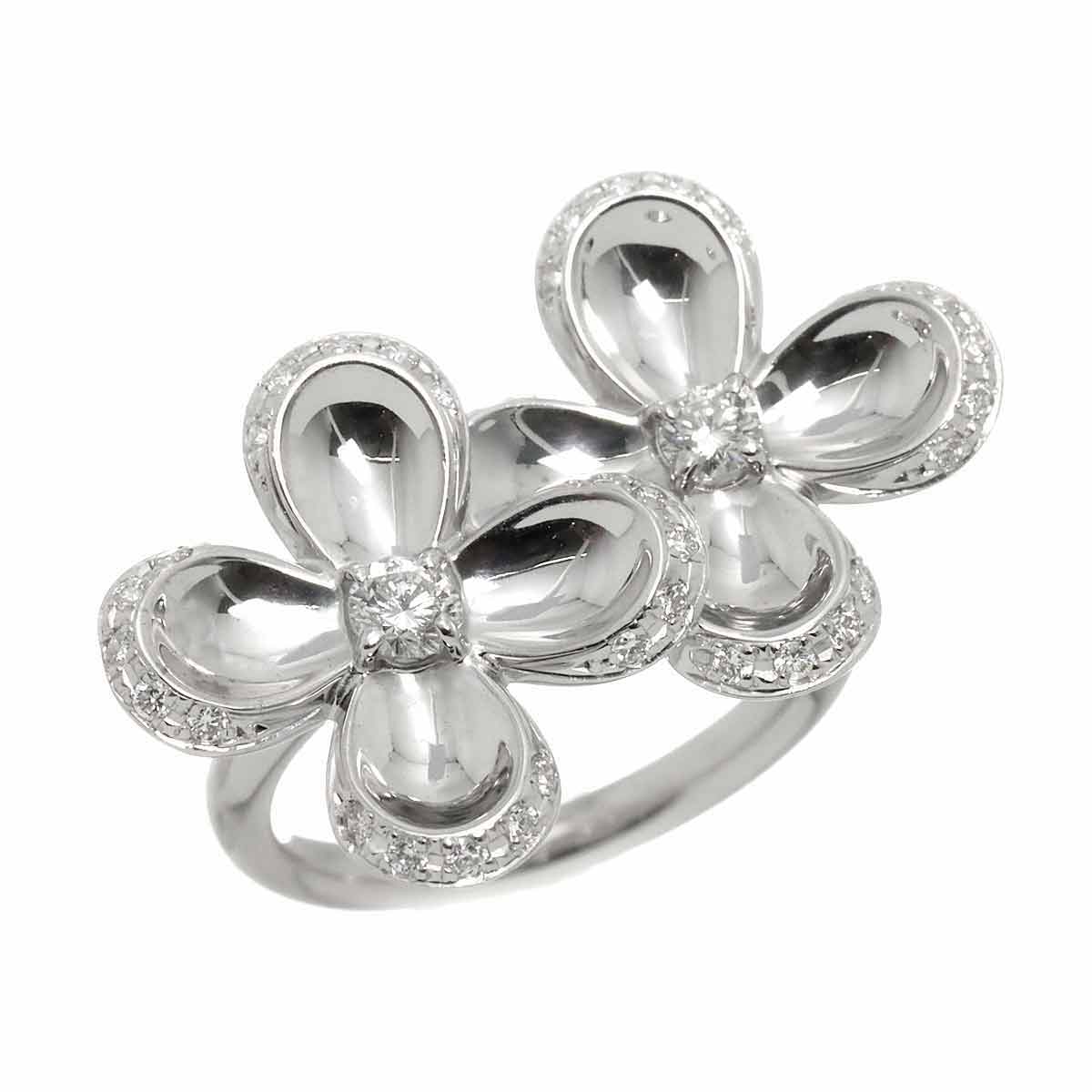 Diamond 0.22ct/0.24ct Ring 18K K18 WG White Gold size6(US)