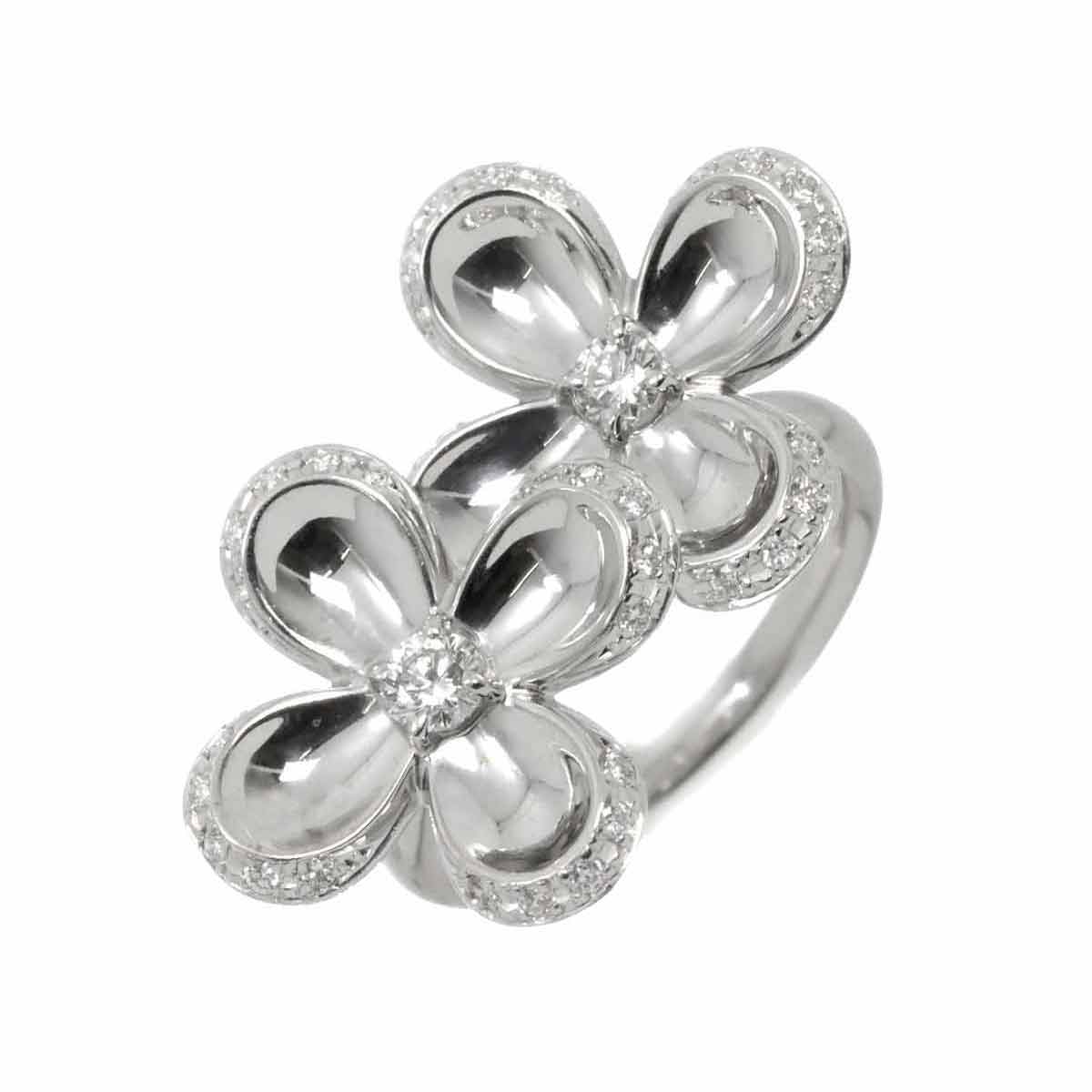 Diamond 0.22ct/0.24ct Ring 18K K18 WG White Gold size6(US)