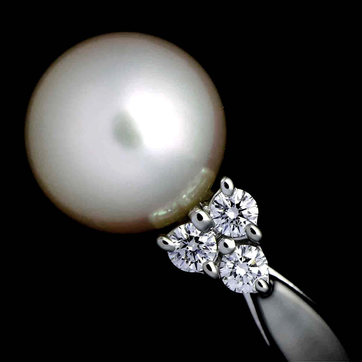 MIKIMOTO Akoya Pearl 8.7mm Diamond Ring Platinum size4.75-5(US)