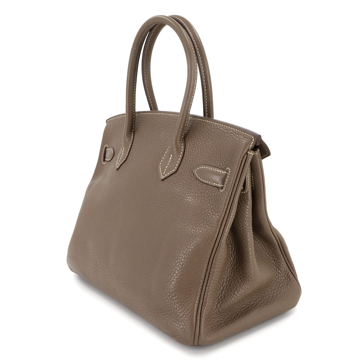 Birkin 30 Taurillon Clemence Etoupe Hand Bag Purse Beige