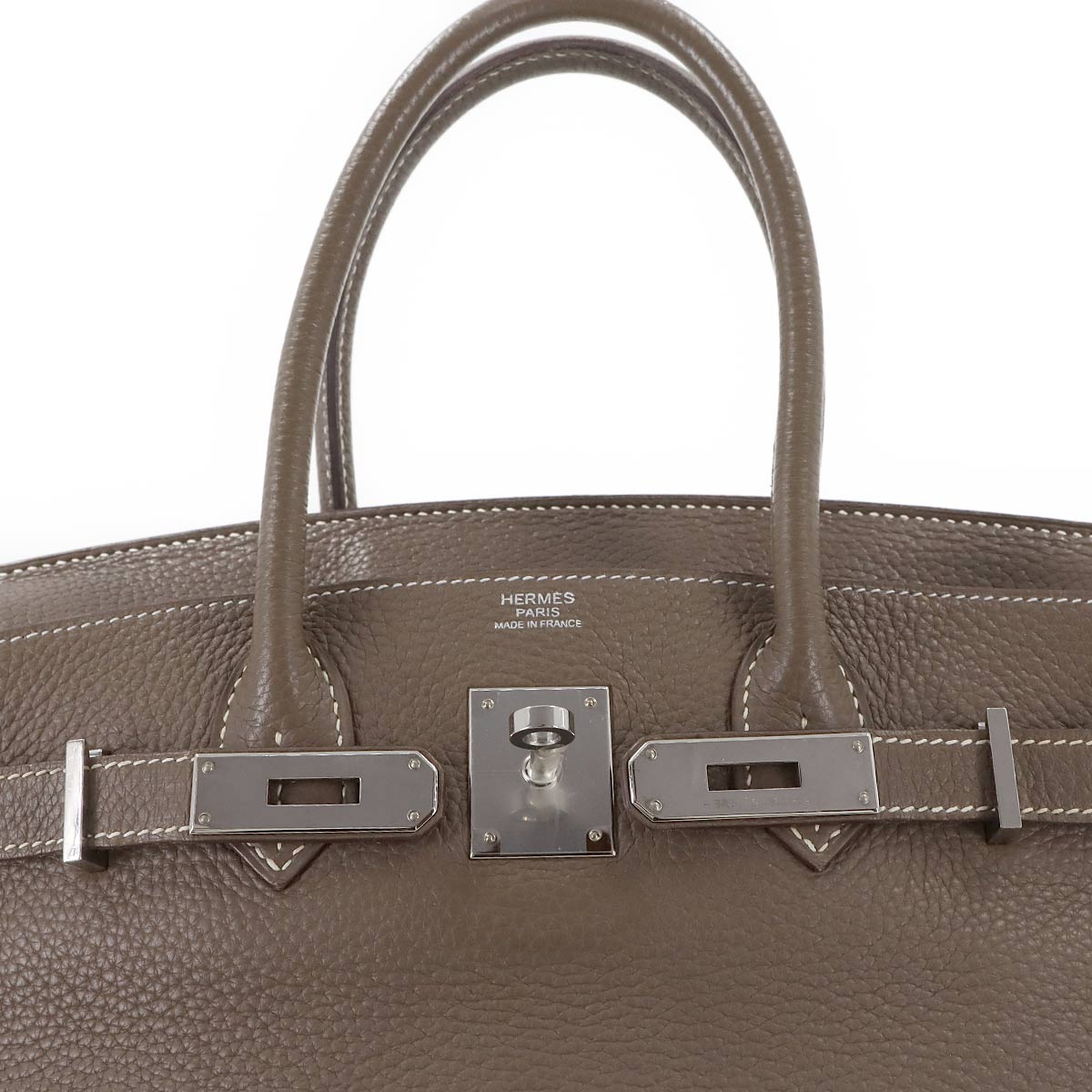 Birkin 30 Taurillon Clemence Etoupe Hand Bag Purse Beige
