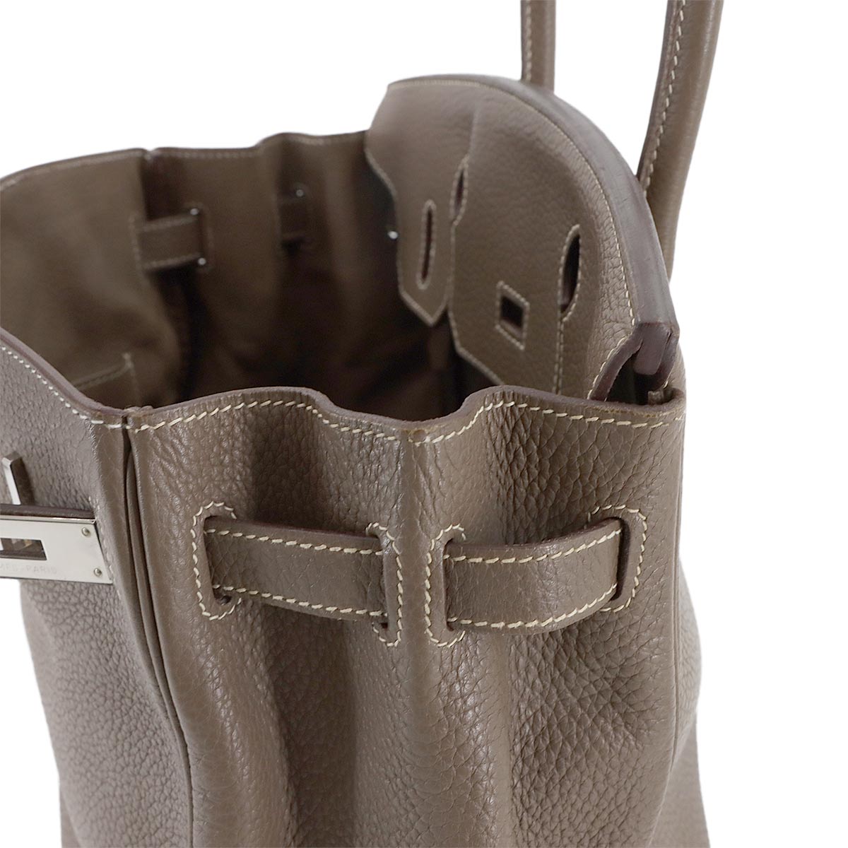 Birkin 30 Taurillon Clemence Etoupe Hand Bag Purse Beige