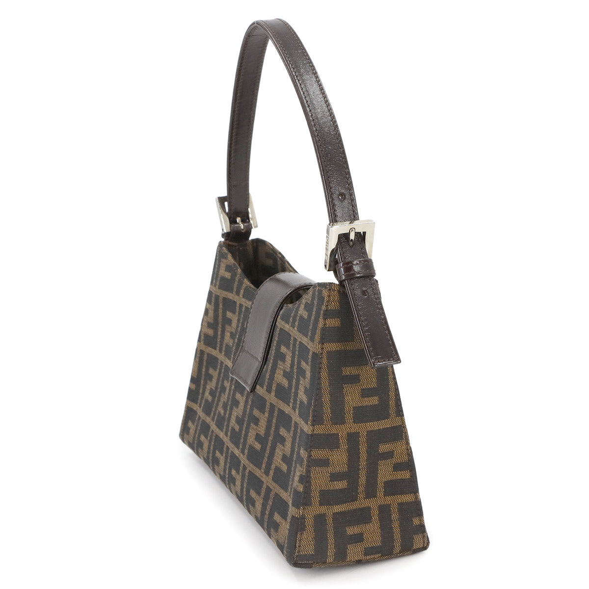 Zucca Hand Bag Canvas Leather Brown Vintage Purse