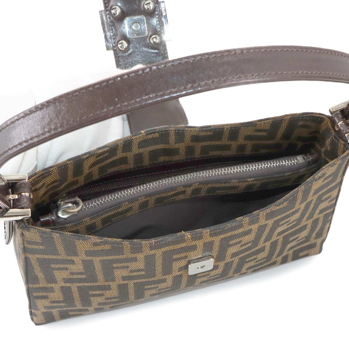 Zucca Hand Bag Canvas Leather Brown Vintage Purse